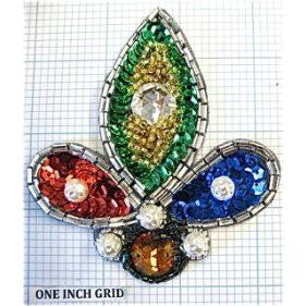 Gem with Multi-Colored Sequins and Beads and Crystals 3.75"