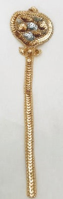 Royal Scepter with Gold and Silver Sequins and Gold Beads 9.75" x 2.5"