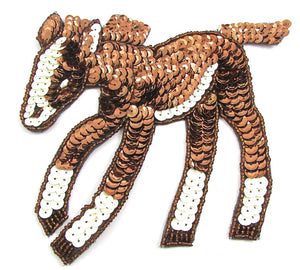 Pony with Bronze and White Sequins and Beads 5.5" x 6"