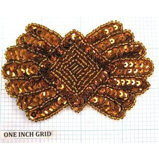 Motivo de diseñador con lentejuelas y cuentas de bronce de 3.5" x 2.5"