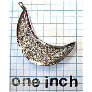 Necklace Pendant with Silver and Rhinstones 1"