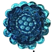 Flor con azul, cuentas, perlas y lentejuelas 3.17 cm