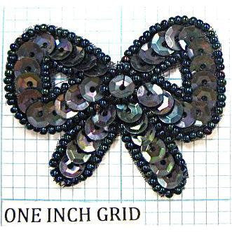Bow with Moonlite Sequins and Beads 1.5" x 1.75"