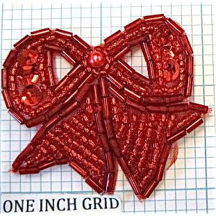 Bow Red Beaded "