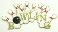 Bowling Pins and Ball Embroidered Applique 2.5