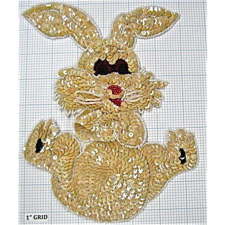 Rabit with Beige Sequins abd Beads 8.25" X 6.5"