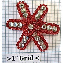 Load image into Gallery viewer, Flower with Red Beads and High Quality Rhinestones 2&quot;