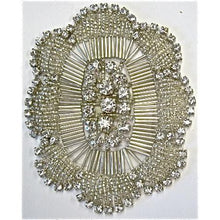 Load image into Gallery viewer, Designer Motif with Silver Beads and High Quality Rhinestones 4.25&quot; x 3.5&quot;