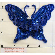 Load image into Gallery viewer, Butterfly Blue with Pearls 4&quot; x 3&quot;