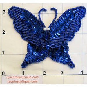 Butterfly Blue with Pearls 4" x 3"