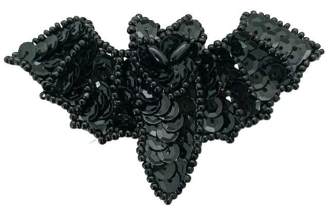 Bat Black Sequins with Black Eyes 3.25” x 2”