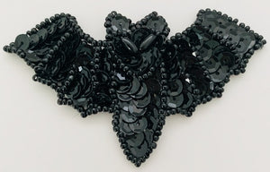 Bat Black Sequins with White Eyes 2" x 3"