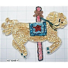 Load image into Gallery viewer, Carousel Horse with Multi-Color Sequins and Beads 5&quot; x 5&quot;
