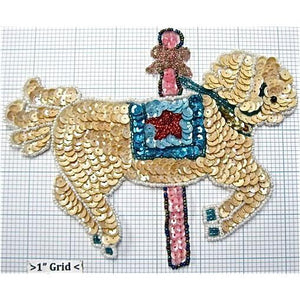 Carousel Horse with Multi-Color Sequins and Beads 5" x 5"