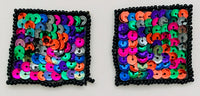 Designer Motif Squares with Mardi Gras Colors and Black Bead 1.5