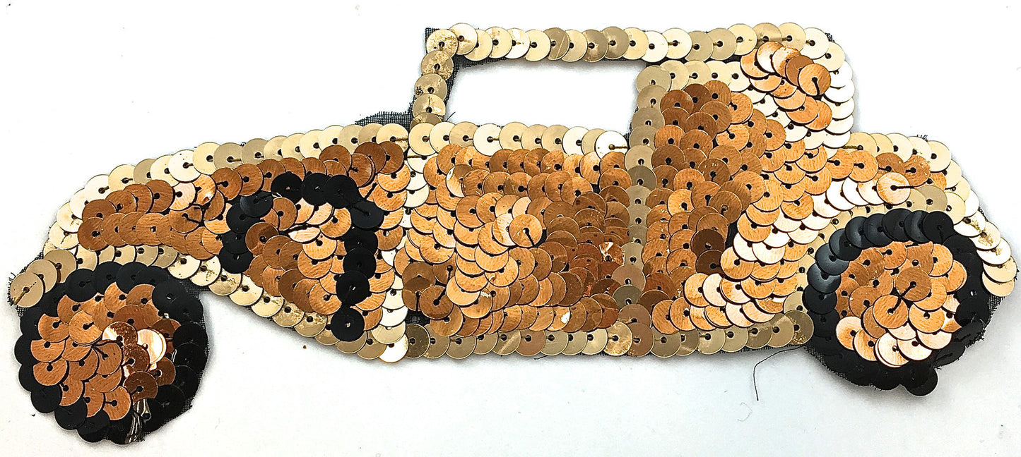 Car Vintage, with Gold Tone Sequins 7" x 2.5"