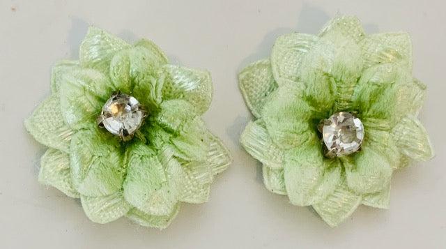 Embroidered Lite Mint Color Flower with Rhinestone Center 1/2 inch