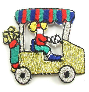 Golf Cart with Clubs and Golfer Metallic Iron-On 10 for $3.00 1.25" x 1.25"