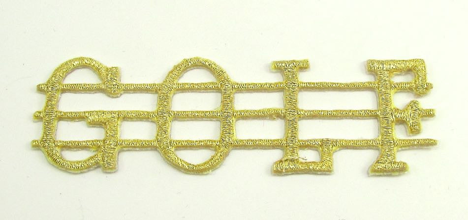 Choice of Size Word "GOLF" with Gold Metallic Thread