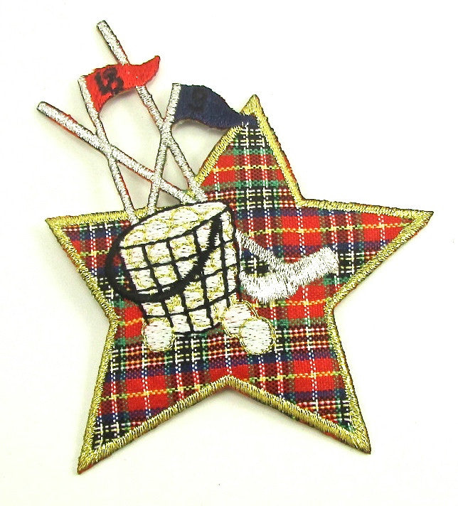 Motivo de golf con estrella a cuadros de 4" x 3.5"