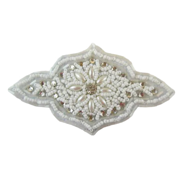 Diseñador Motivo Cuentas Blancas - Diamantes de Imitación 5.5"x 3”