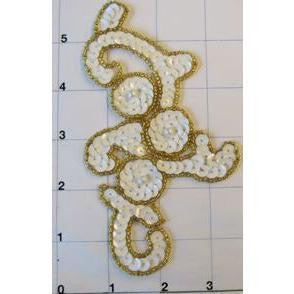 Diseño de autor con motivo blanco de forma irregular y bordes dorados 5.5” x 3.25”