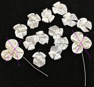 Assortment of Bows White Satin with Beads 1"