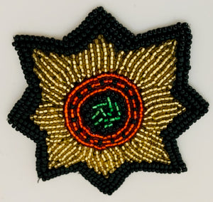 Patch with Black gold Red Beads 3"