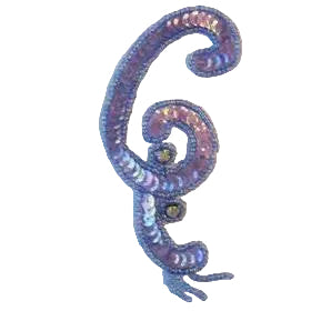 Diseño decorativo en espiral - Lentejuelas morado claro - Cuentas azules - Diamantes de imitación 10,16 cm x 5,08 cm