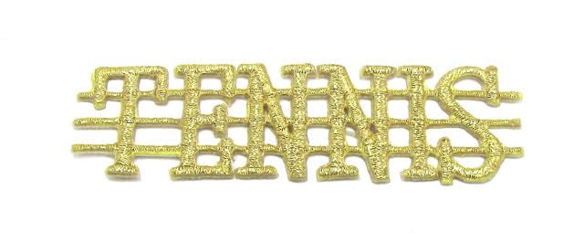 Palabra "Tenis" con Barras, Bordado Termoadhesivo Dorado Metálico 3.5" x 1"