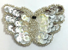 Load image into Gallery viewer, Butterfly with Silver and Iridescent Sequins and Beads 1.5&quot; x 2.25&quot;