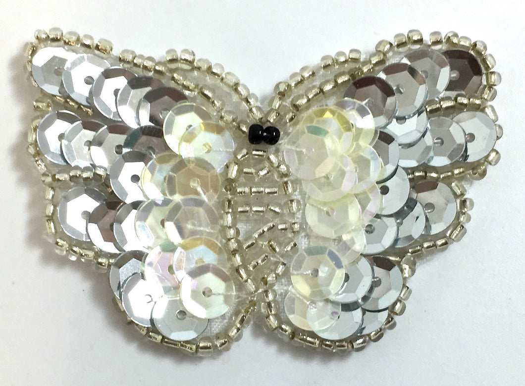 Butterfly with Silver and Iridescent Sequins and Beads 1.5