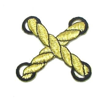 Nautical Rope - Black/Gold Metallic Embroidery Iron-On 2" x 1.75"