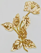 Load image into Gallery viewer, Designer Flower with Gold Sequins and Beads 9&quot; x 7.5&quot;