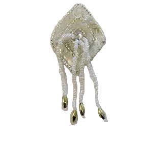 Hombrera con forma de diamante - Lentejuelas iridiscentes - Cuentas plateadas/blancas/doradas - Diamantes de imitación de 3" x 1.25"