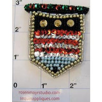 Crest with Multi-Colored sequins and Beads 2.5