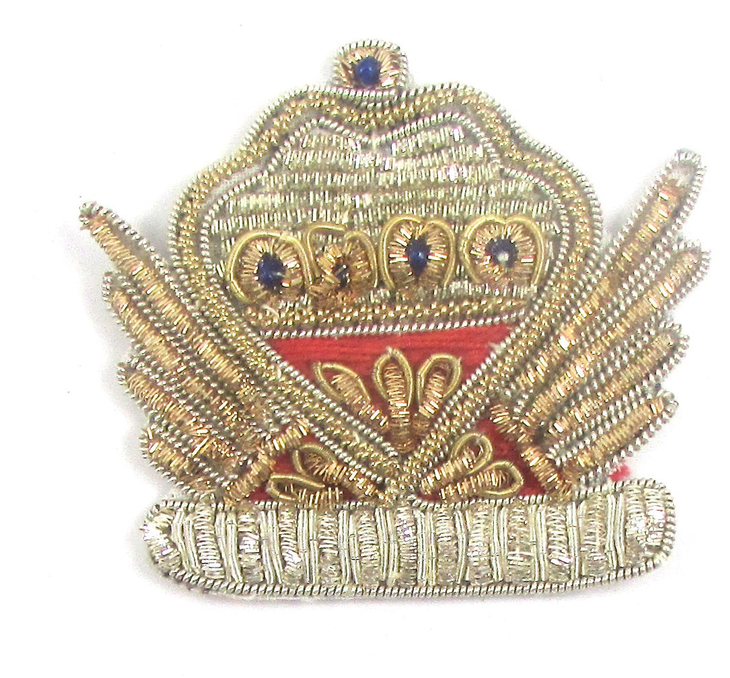 12 PACK -Bullion Wing Crown with Silver Gold and Red Bullion with Blue Beads  2.25