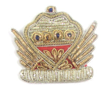12 PACK -Bullion Crown Crest with Silver Gold and Red Bullion and Blue Beads 2.25