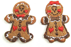 Gingerbread Man and Women Embroidery Patch Iron-On 1"
