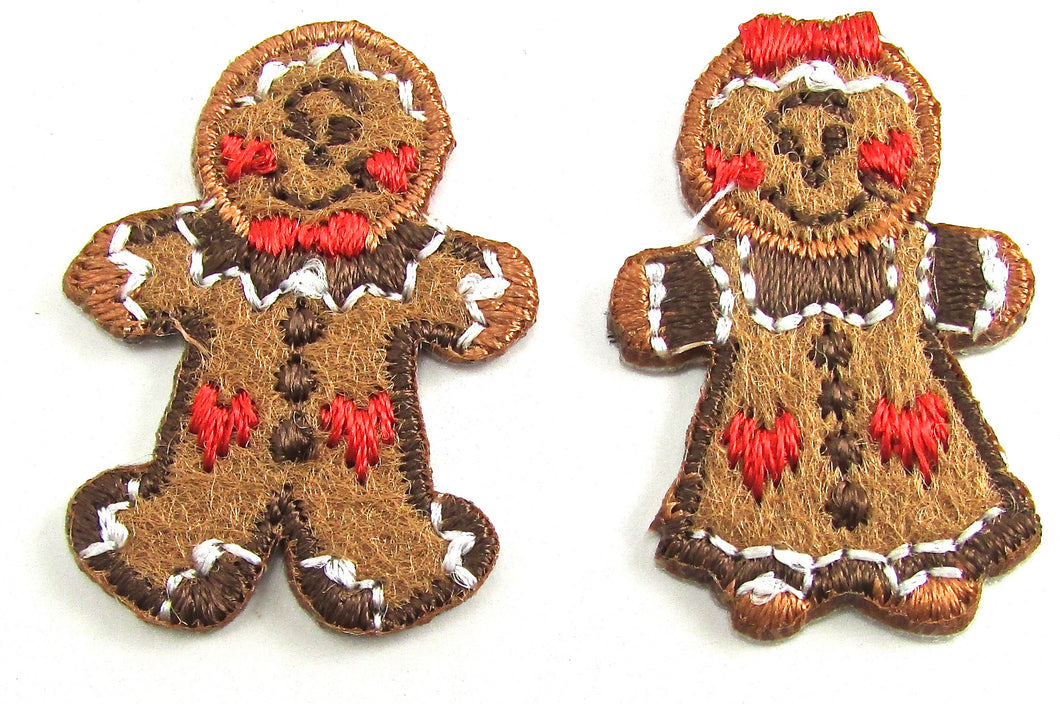 Gingerbread Man and Women Embroidery Patch Iron-On 1