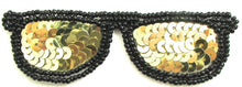 Load image into Gallery viewer, Sun Glasses with Gold and Black Sequins and Beads 4&quot; x 1.25&quot;