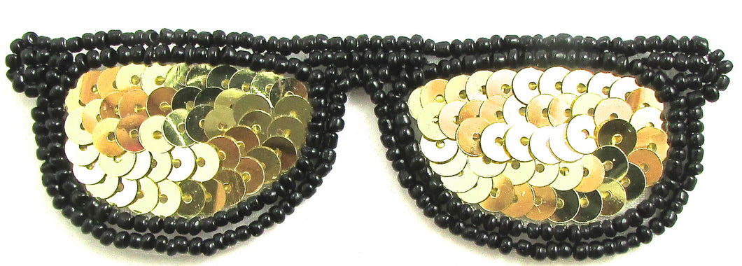 Sun Glasses with Gold and Black Sequins and Beads 4