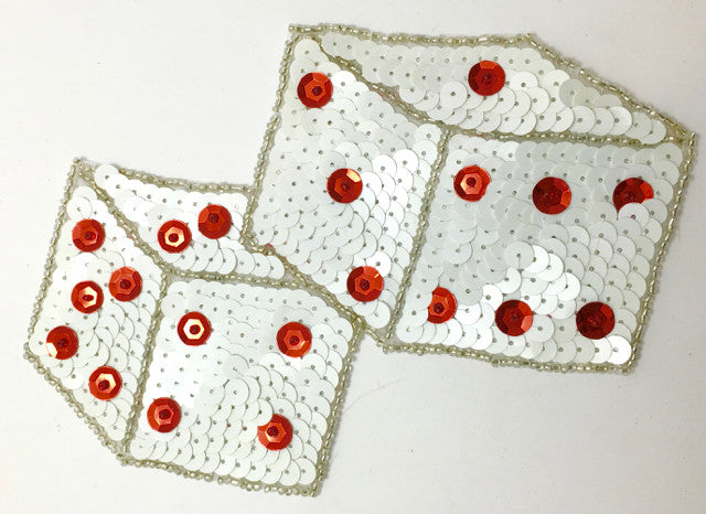 Dice, White with Red Dots, 4.5" x 6.5"