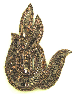 Designer Motif Twist with Bronze Sequins and Beads 5" x 2.5"