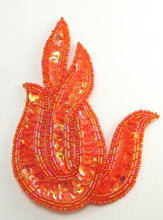Load image into Gallery viewer, Designer Motif Twist with Orangy Iridescent Sequins and Beads 5.25&quot; x 3&quot;