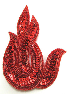 Designer Motif Twist with Red Sequins and Beads 5.25" x 3"
