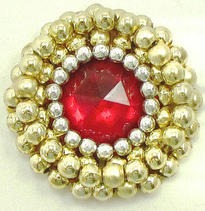 Designer motif with gold silver and red beads 1"