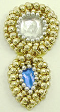 Load image into Gallery viewer, Teardrop with gold clear silver blue beads 2.5&quot; x 1&quot;