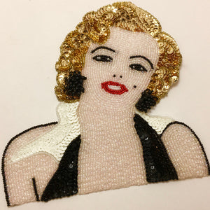 Movie Star Diva Lady with Beads and Sequins 7" x 7"