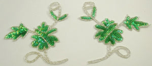 Flower Pair Dainty with Six Different Color Choice Sequins and Silver Beads 4.5" x 5"